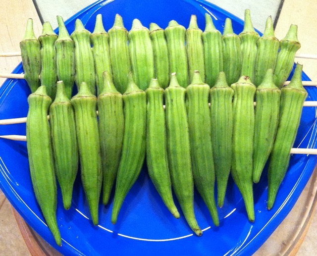 Okra skewers